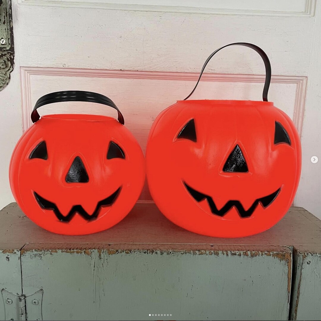 Vintage Halloween Blow Mold Jack O'lantern Candy Bucket Plastic ...
