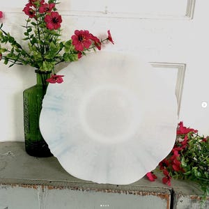 Vintage MacBeth Evans Opalescent White Milk Glass Depression Glass Serving Plate Etched American Sweetheart Platter
