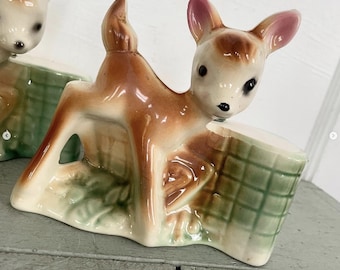 Vintage Deer Bud Vase Planter: Anthropomorphic Reindeer Decor