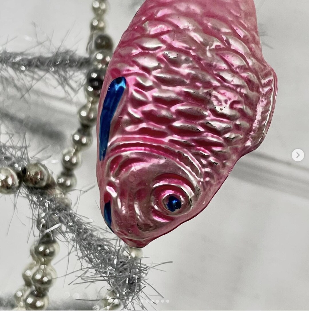 Photo inspiration: Fish Glass Ornaments Children S Room Reference: Vintage Pink Fish Glass Ornament Hand Painted Figural West Germany