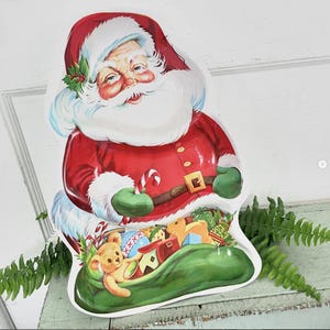 Vintage Christmas Santa Cookie Tray Plastic