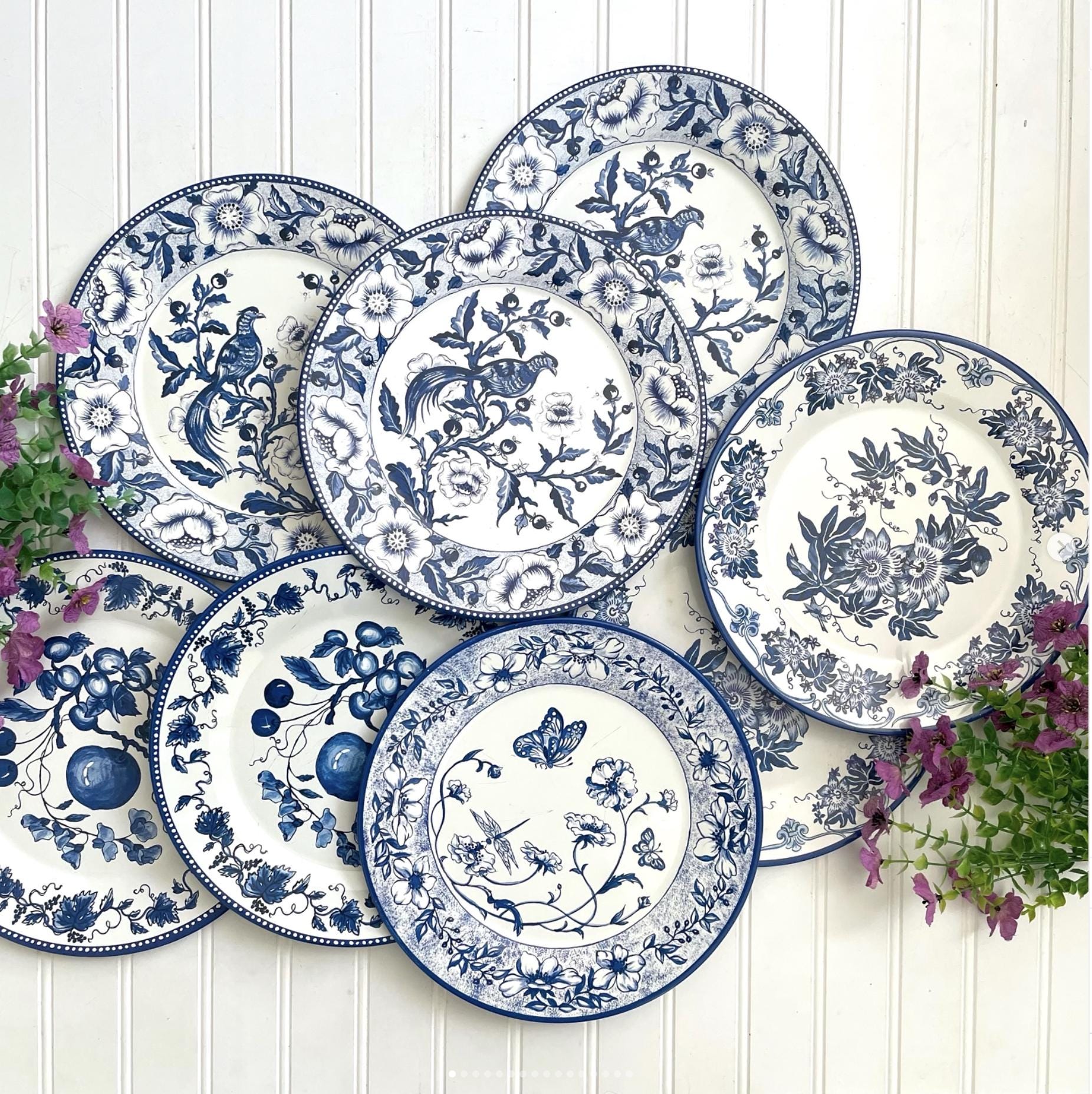Vintage Blue Flower Plate - Etsy