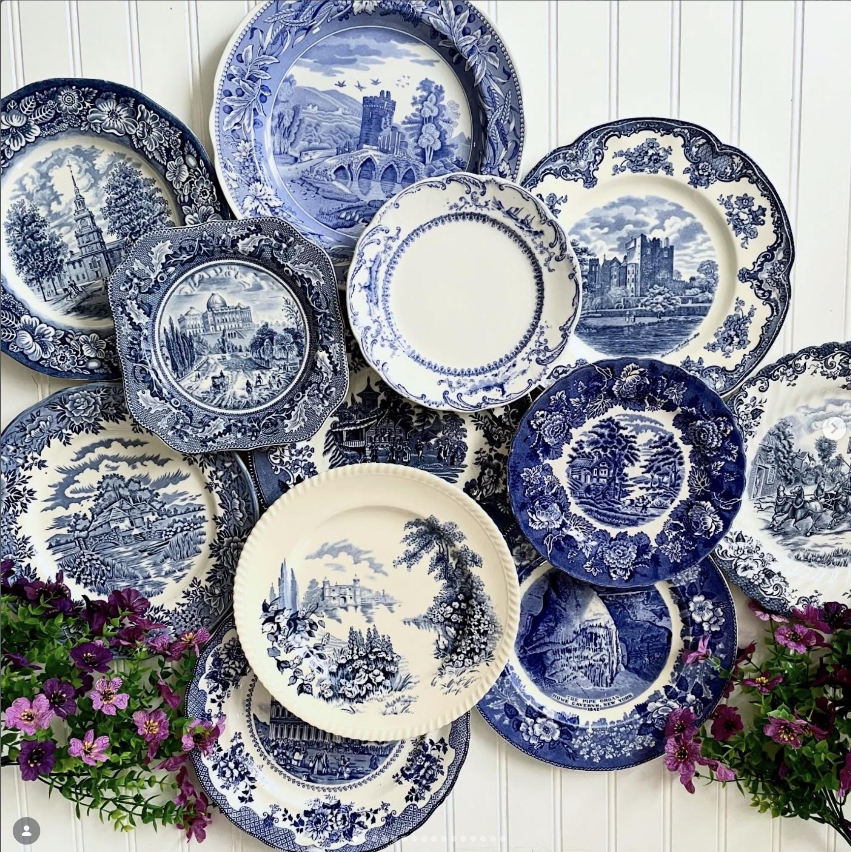 Blue and White Staffordshire Plates - Etsy