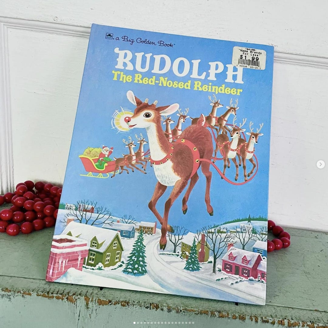 Vintage Christmas Rudolph Red-nosed Reindeer Childrens Book Big Golden ...