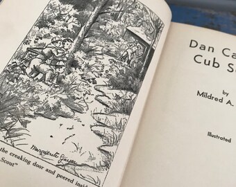 Vintage Children’s Book Dan Carter Cub Scout Red Hard Cover Boy Scout Hiking Camping Forest 1940s School Reader