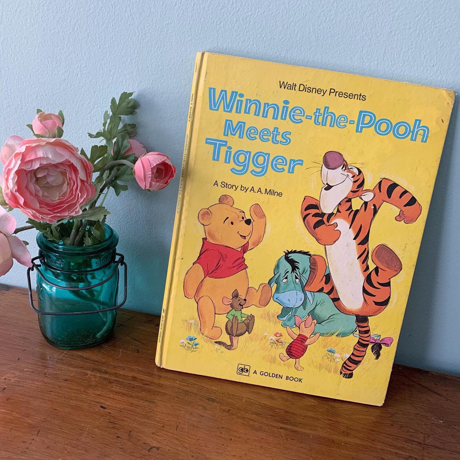Vintage Winnie the Pooh Meets Tigger Book Oversized Golden Etsy