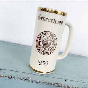 Vintage Georgetown Mug Stein Military Ball Skinny Porcelain Souvenir Commemorative Memorabilia Alum 1955