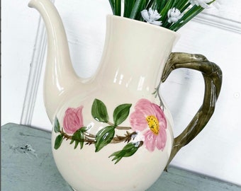 Vintage Franciscan Desert Rose Coffeepot Pitcher Vase Pink Flower California NO LID