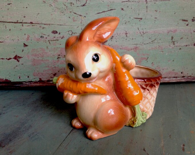 Vintage Bunny Rabbit Planter Vase Ceramic Pottery Easter Etsy