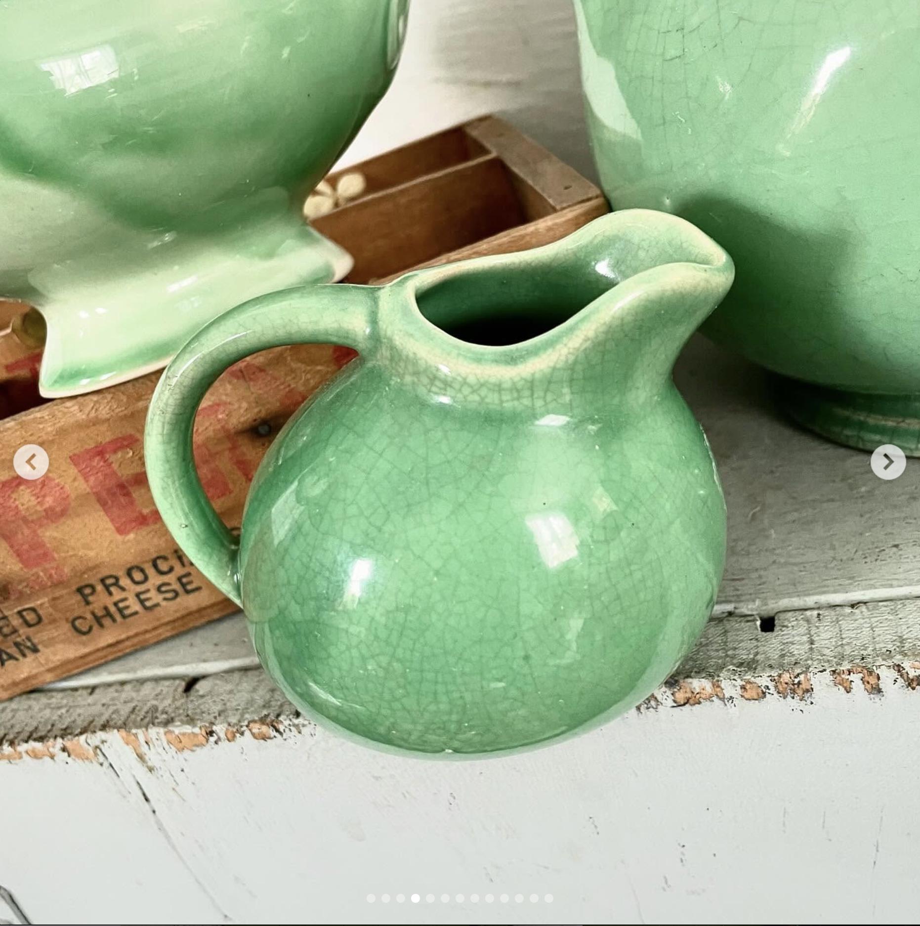 Vintage Green Pottery Pitchernull
