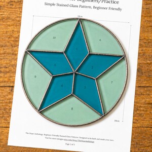 Open Star Stained Glass Pattern | Beginner Five Point Star Suncatcher | Geometric Circle Design | Digital Download