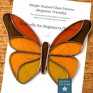 Butterfly Stained Glass Pattern | Beginner Insect Suncatcher | Easy Copper Foil Design | Digital Download