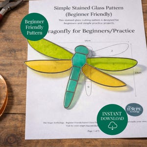 Modello di vetrata con libellula / Modello di vetrata stampabile per principianti