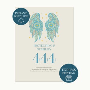 Angel Number 444 Poster | Protection & Stability | Numerology Print (Digital Download)