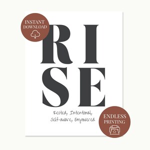 Motivational Poster for Growth & Forward Momentum | Boho Therapy Office Decor Printable | RISE (Digital Download)