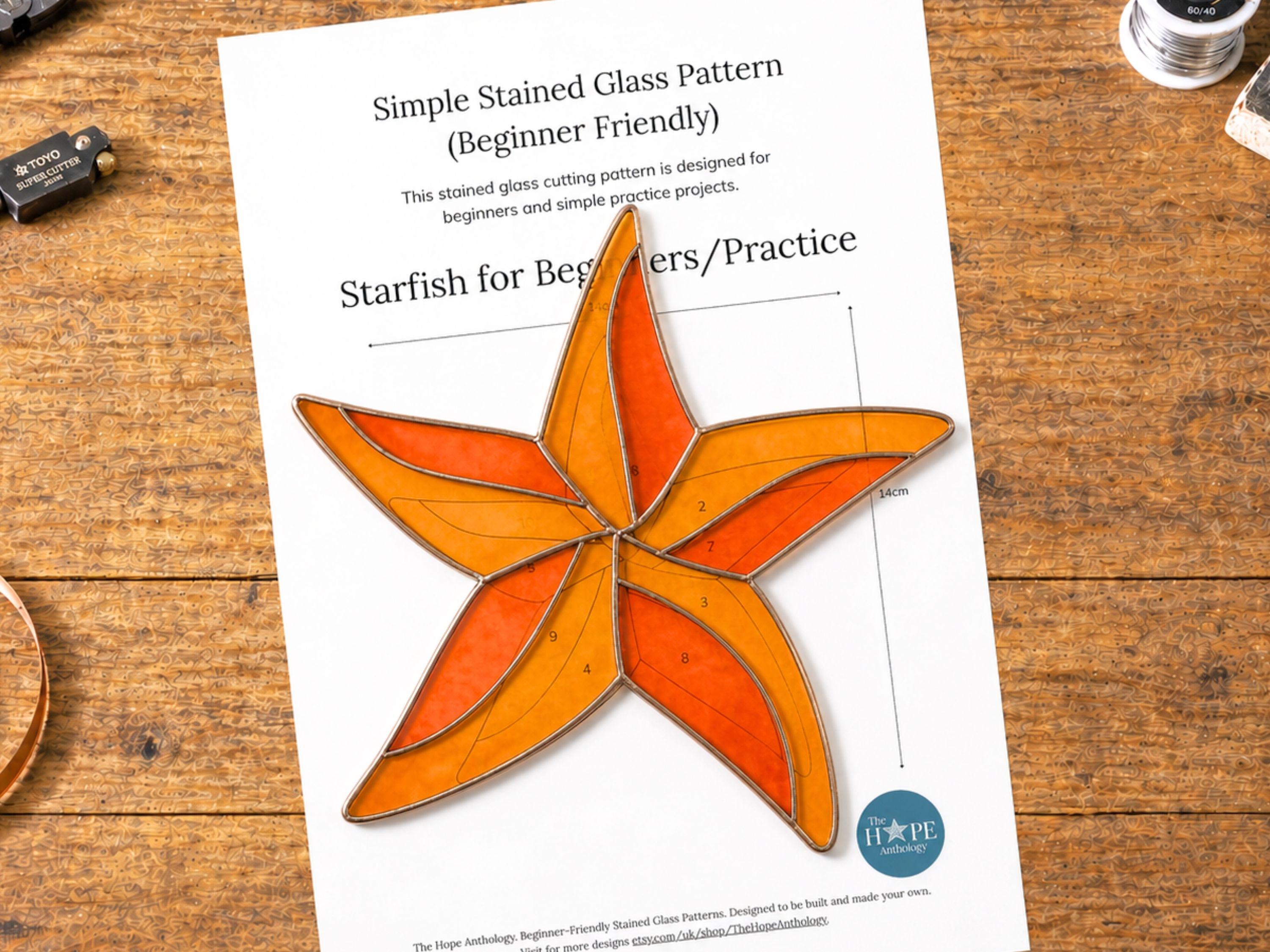 44 Easy Starfish Crafts for Kids 13 Starfish Stained Glass Pattern Beginner Glass Design Printable Template