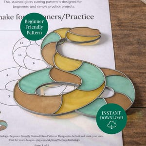 Snake Stained Glass Pattern | Beginner Glass Design | Printable Template