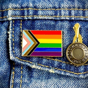 Progress LGBTQIA+ Flag Enamel Pin – 1.25 Inch