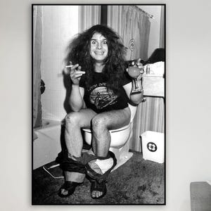 Ozzy Osbourne Bathroom Canvas Print: Black and White Rock and Roll Art
