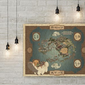 Mapa del mundo de dibujos animados, diseño de arte de pared en lienzo, póster impreso para decoración del hogar y la oficina, póster o lienzo listo para colgar