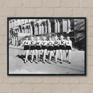 New York Girls Print,New York Chorus Line, Chorus Line Dancers, Vintage Style, Black and White Photo, Museum Quality Wall Art Print,