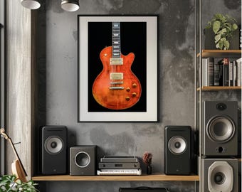5 scatti degni di essere incorniciati / Chitarra Eastman SB59V con finitura anticata / Arte vintage in acero fiammato / Decorazione murale per sala musica / Download digitale