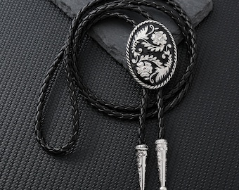 Women's Bolo Tie, Wedding bolo Tie, Carved Flowers Bolo Tie, Handmade Stone Bolo Tie - Gifts for Her, Birthday/Wedding Gifts