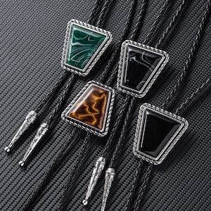 Bolo Tie, Handcrafted Gemstone-Inspired Bolo Ties, Men&#39;s Bolo Tie, Black Stone Bolo Tie-bolo tie for men, Anniversary Gifts,Wedding Bolo Tie
