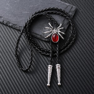 Spider Gem Bolo Tie, Bolo Tie with Leather Cord, Women Bolo Tie,Bolo Tie Necklace, Party Accessories, Gift for Her, Wedding Gift