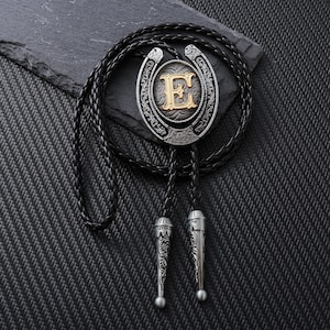 Corbata de bolo de metal electrónico con letra, regalo para padrinos de boda, estilo vaquero vintage, para niño, regalo para él, para boda.