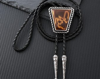 Men's Bolo Tie, Wedding Bolo Tie, Handcrafted Gemstone-Inspired Bolo Ties, Brown Stone Bolo Ties, Gifts for Him, Bolo Tie for Groomsmen