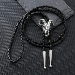 Handcrafted  Silve Ram Head Bolo Tie - Bold Statement Piece for Parties & Unique Gifts，Men&#39;s Bolo Tie, Gift for Him,Anniversary Gift