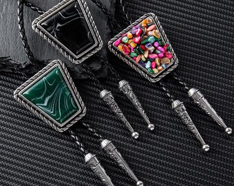 Handcrafted Gemstone-Inspired Bolo Tie: Elegant Wedding Accessory