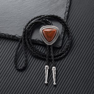 Bolo Tie, Handmade Agate Stone Bolo Tie - Wedding Bolo Tie, Green Stone Bolo Tie, Women&#39;s Necklace, Graduation Gifts, Gift for Her/Him