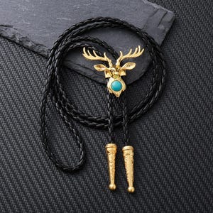 Reindeer Bolo Tie: Leather Cord Necklace, Party Accessory