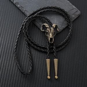 Handcrafted Brass Ram Head Bolo Tie - Bold Statement Piece for Parties & Unique Gifts，Men&#39;s Bolo Tie, Gift for Him