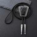 Bolo Tie, Handcrafted Gemstone-Inspired Bolo Ties, Men's Bolo Tie, Black Stone Bolo Tie - Gifts for Him, Leather Cowboy Necktie Accessories