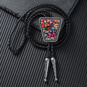 Crystal Gemstone Bolo Tie: Leather Cord Necklace, Artisan Crafted