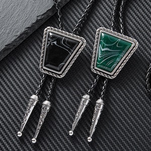 Handcrafted Gemstone Bolo Tie: Shimmering Stone Wedding Accessory
