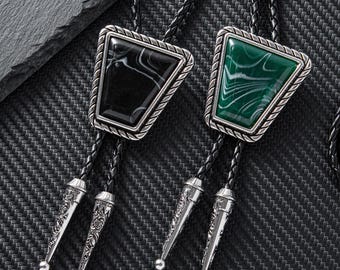 Handcrafted Gemstone Bolo Tie: Shimmering Stone Wedding Accessory