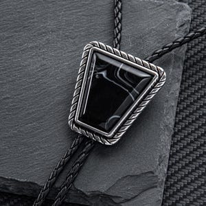 Wedding Bolo Tie, Handcrafted Gemstone-Inspired Bolo Ties, Men&#39;s Bolo Tie, Black Stone Bolo Tie - bolo tie for men, Anniversary Gifts