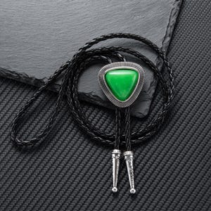 Wedding Bolo Tie, Handmade Agate Stone Bolo Tie - Gifts for Her, Green Stone Bolo Tie, Women&#39;s Necklace, Anniversary Gift, Gift for Her/Him