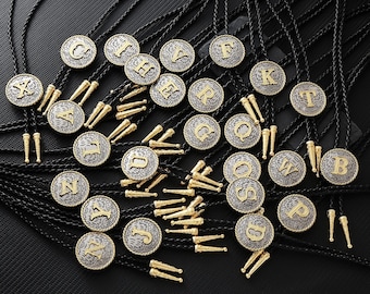 Custom Initial Bolo Tie, Vintage Western Cowboy Style, Groomsmen Gift