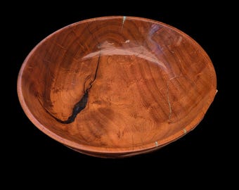 Gran cuenco de mezquite miel con incrustaciones de turquesa / Cuenco de centro de mesa de mezquite de Arizona torneado a mano / Frutero de madera encontrada de 38 cm / Pieza única