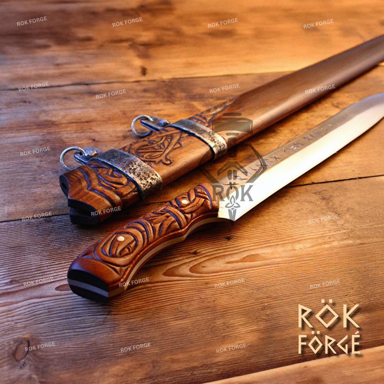 ♦︎新品・未使用♦︎ WEDG WOOD ♦︎ サムライ ♦︎ 廃盤♦︎12点セット Hand Forged Viking Seax Knife With Wooden Scabbard, Unique Viking