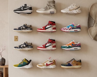 Wall mounted shoe storage, Acrylic shoe display, Floating shoe storage, Floating sneakers display, Floating shoe shelves, Wall shoe storage