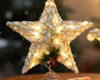 Yellow Tree Topper With Light, Lighted Star Tree Topper, LED Tree Topper Star, Christmas Star Topper Light,Light Up Tree Topper,Holiday Star