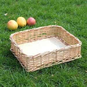 Wicker storage basket, Rectangular wicker basket, Natural wicker basket, Woven storage basket, Wicker organizer bin, Wicker tray basket