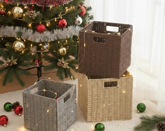 Wicker shelf storage box, Woven storage basket, Large Woven Storage Box, Nursery Toy Storage Basket, Living Room Storage, Bathroom Basket