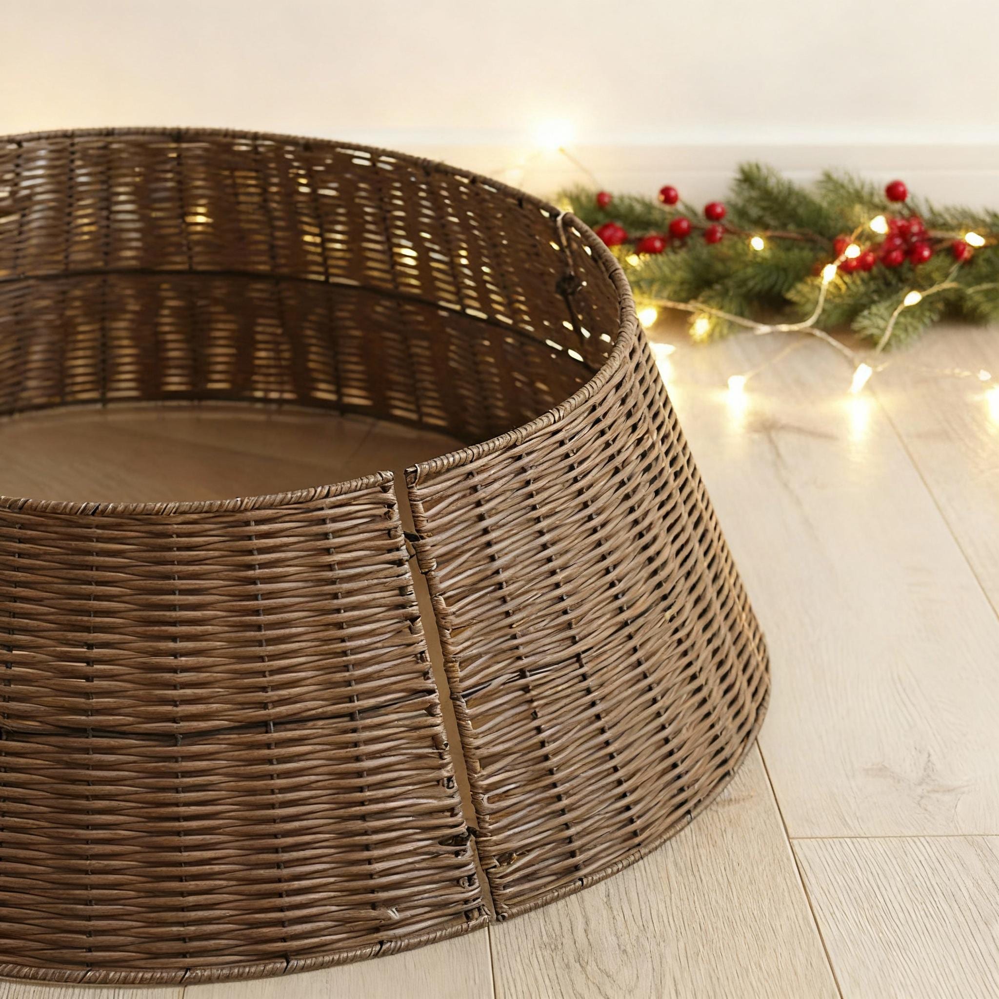 Christmas Tree Collar, Wicker Tree Skirt, Rattan, Woven Tree Skirt ...